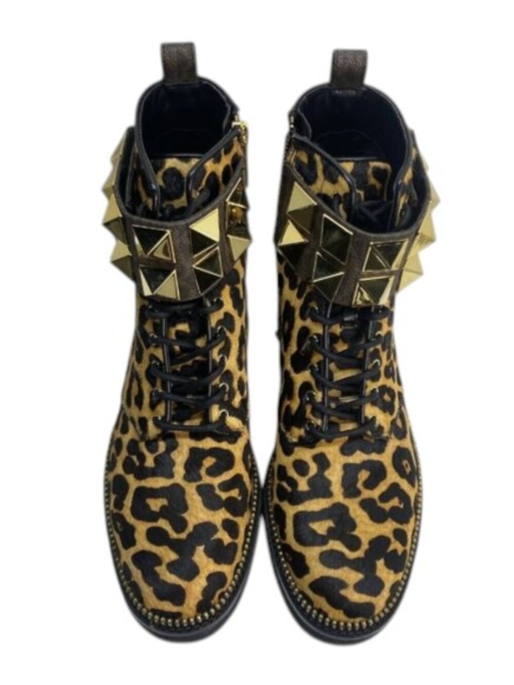 NEW MICHAEL KORS Haskell Leopard Calf Hair Combat Boots – Women’s Size 7